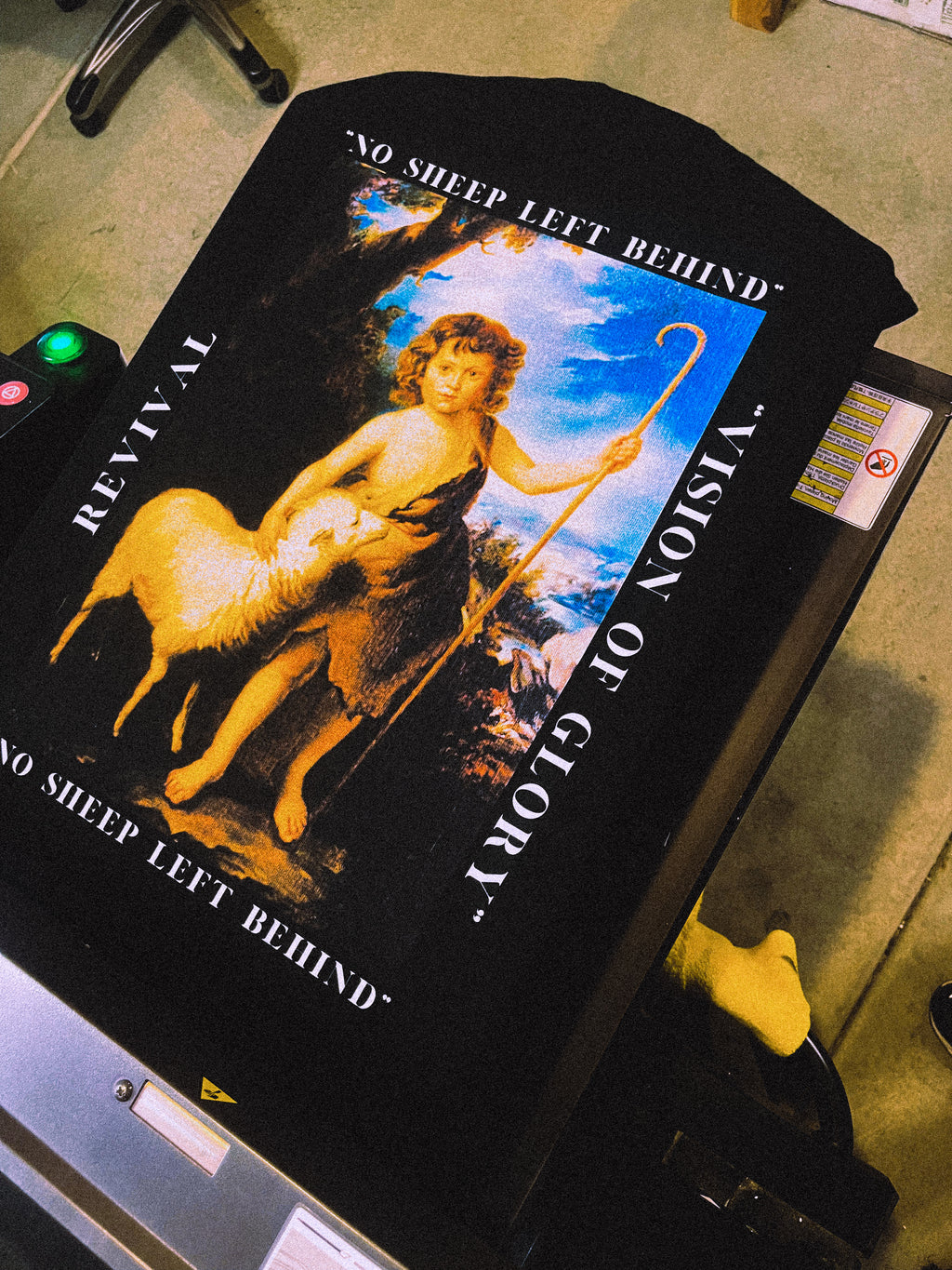 “NO SHEEP LEFT BEHIND” “SHEPHERD BOY” (100% COTTON, UNISEX TEE)